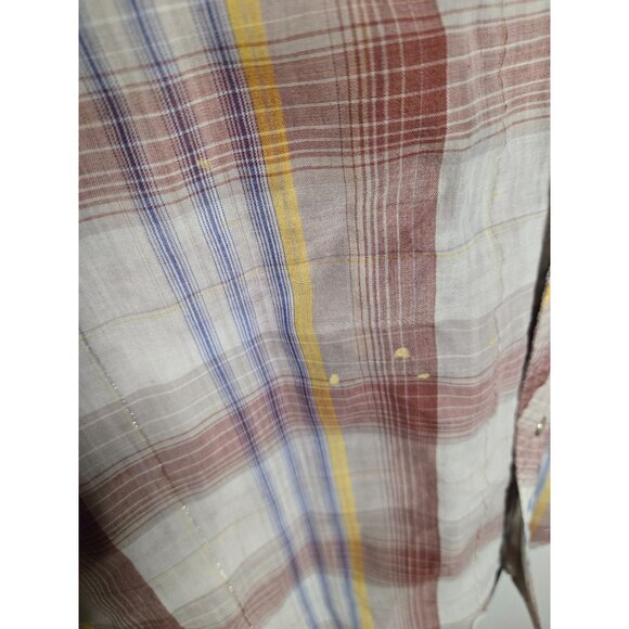Rustler By Wrangler Vintage Pearl Snap SS Top With Silver Thread - Picture 5 of 8